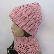 Аксессуары handmade. Livemaster - original item Set - beanie hat and shoulder strap in powder color.. Handmade.