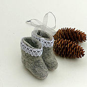 Сувениры и подарки handmade. Livemaster - original item Christmas Souvenirs: gray mini boots. Handmade.