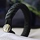 Black braided leather bracelet, with engraved runes on gold clasp. Braided bracelet. Bel Sky Working Home. Online shopping on My Livemaster.  Фото №2