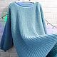 Платье вязаное из шерсти женское голубое. Платья. Sweater Star Вязание на заказ.. Интернет-магазин Ярмарка Мастеров.  Фото №2
