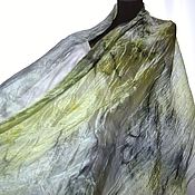 Аксессуары handmade. Livemaster - original item Stole silk Grey Yellow Green Scarf Hijab Long Thin. Handmade.