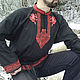 Medieval shirt Black Falcon; shirt with embroidery. People\\\'s shirts. Fehustyle Northern Gods Magic (slavartel). My Livemaster. Фото №6