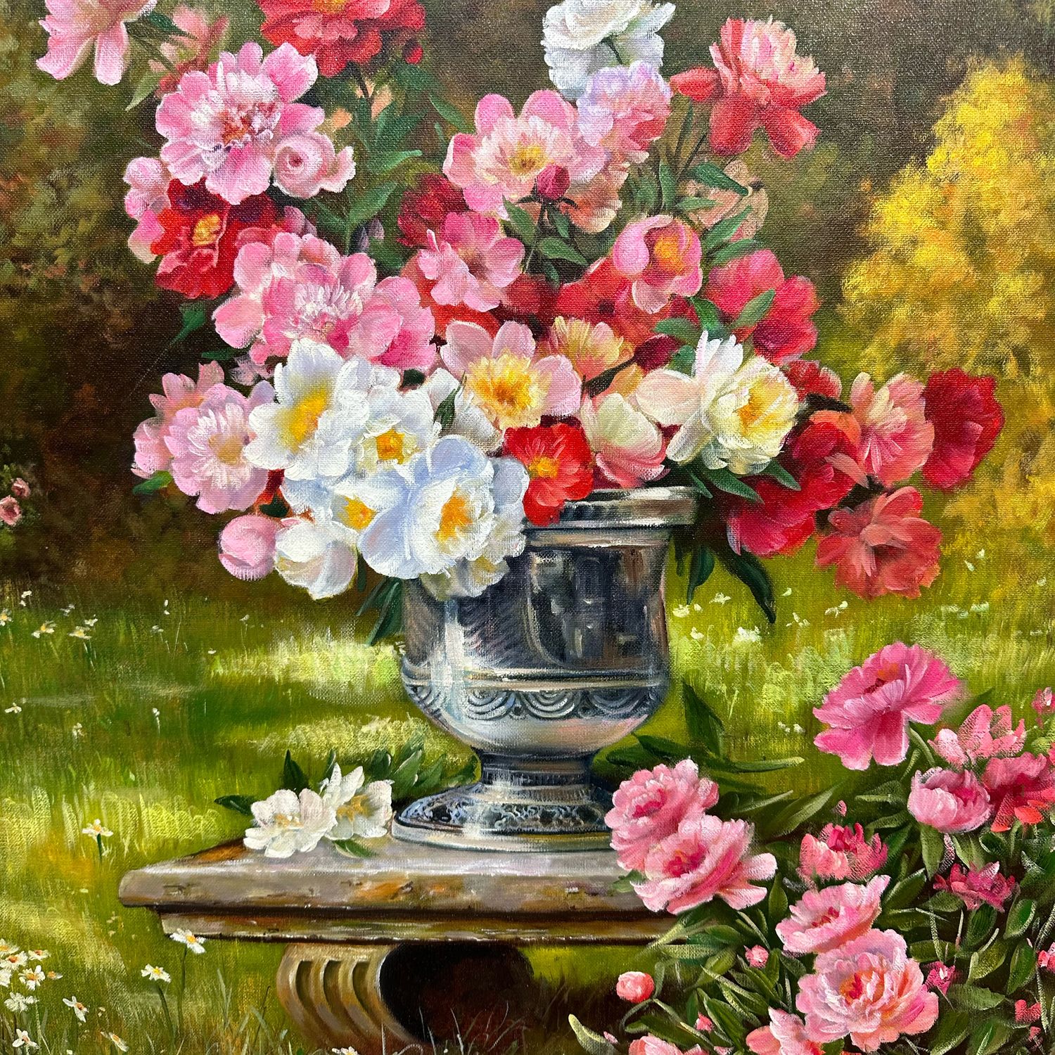 Картина маслом на холсте «Цветы в саду» 100х80 в интернет-магазине ...