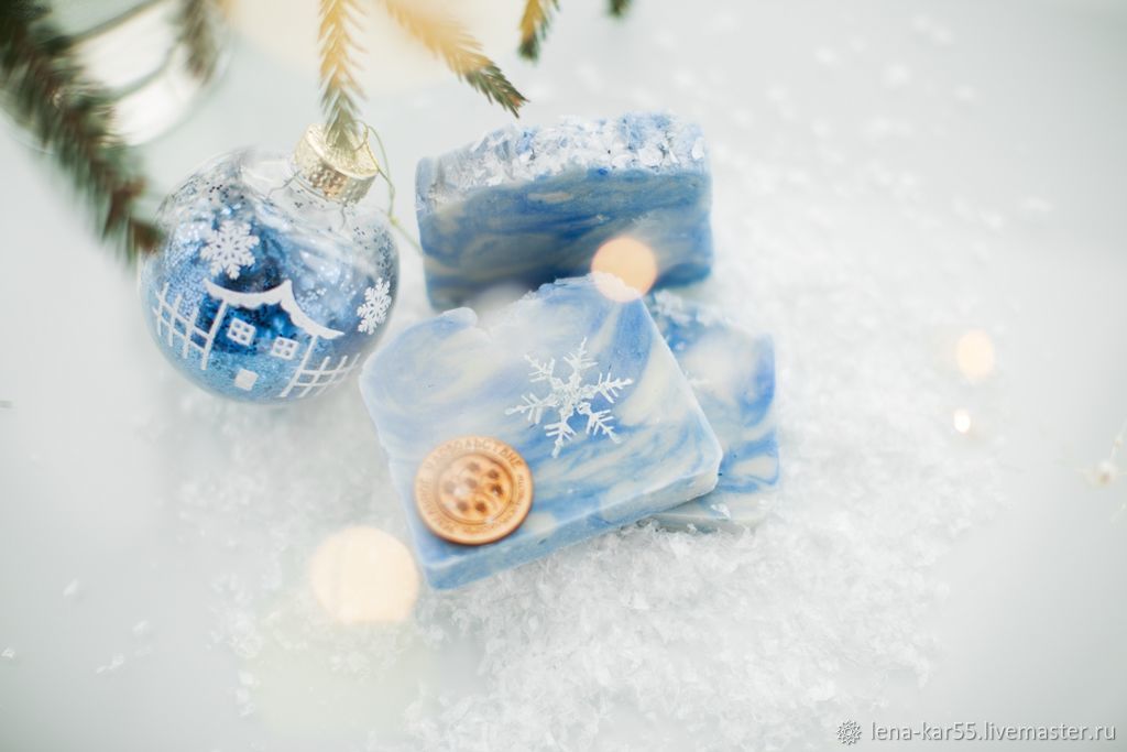 Jabón natural desde cero azul escarcha invierno año nuevo azul, Soap, Novye Burasy,  Фото №1