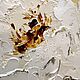Vertical small painting of three-dimensional peonies. White flowers on gold. Pictures. Zabaikalie. My Livemaster. Фото №4