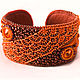 Order Beaded bracelet Fresh tangerine shibori Swarovski orange stylish. Natalia Luzik Jewelry&Accessories (nataluzik). Livemaster. . Hard bracelet Фото №3