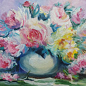 Картины и панно handmade. Livemaster - original item Painting pink roses 