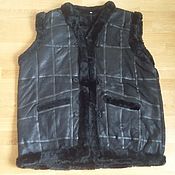 Одежда handmade. Livemaster - original item Fur vest made of sheepskin 64 sizes.Black. Handmade.