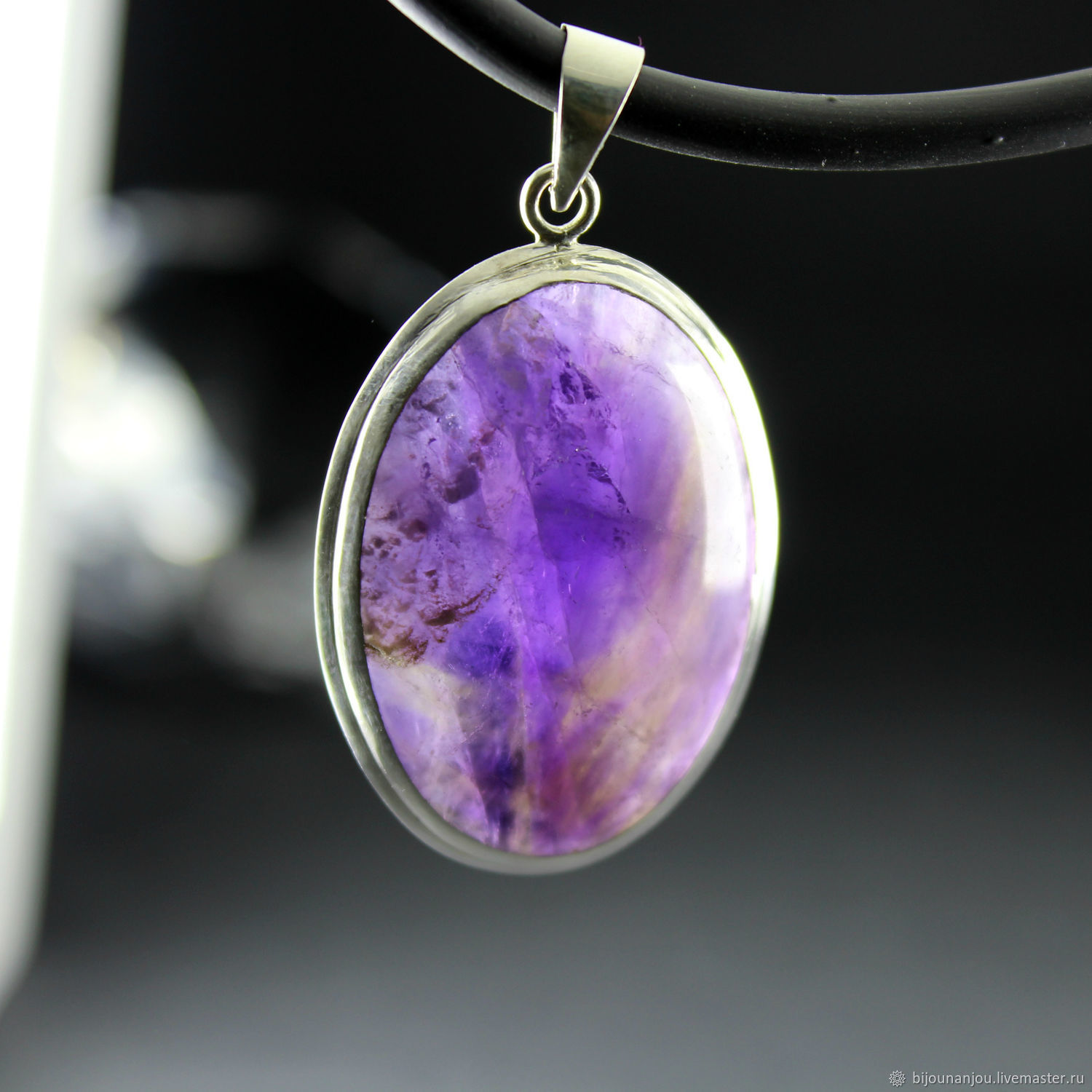 Pendant with a natural oval amethyst in a frame of 925 silver SP0008, Pendants, Yerevan,  Фото №1