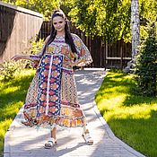 Одежда handmade. Livemaster - original item Boho viscose Dress with a spectacular print. Handmade.