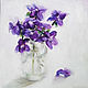 Bouquet of violets, 20h20cm, oil on canvas, still life, miniature. Pictures. myfoxyart (MyFoxyArt). Online shopping on My Livemaster.  Фото №2