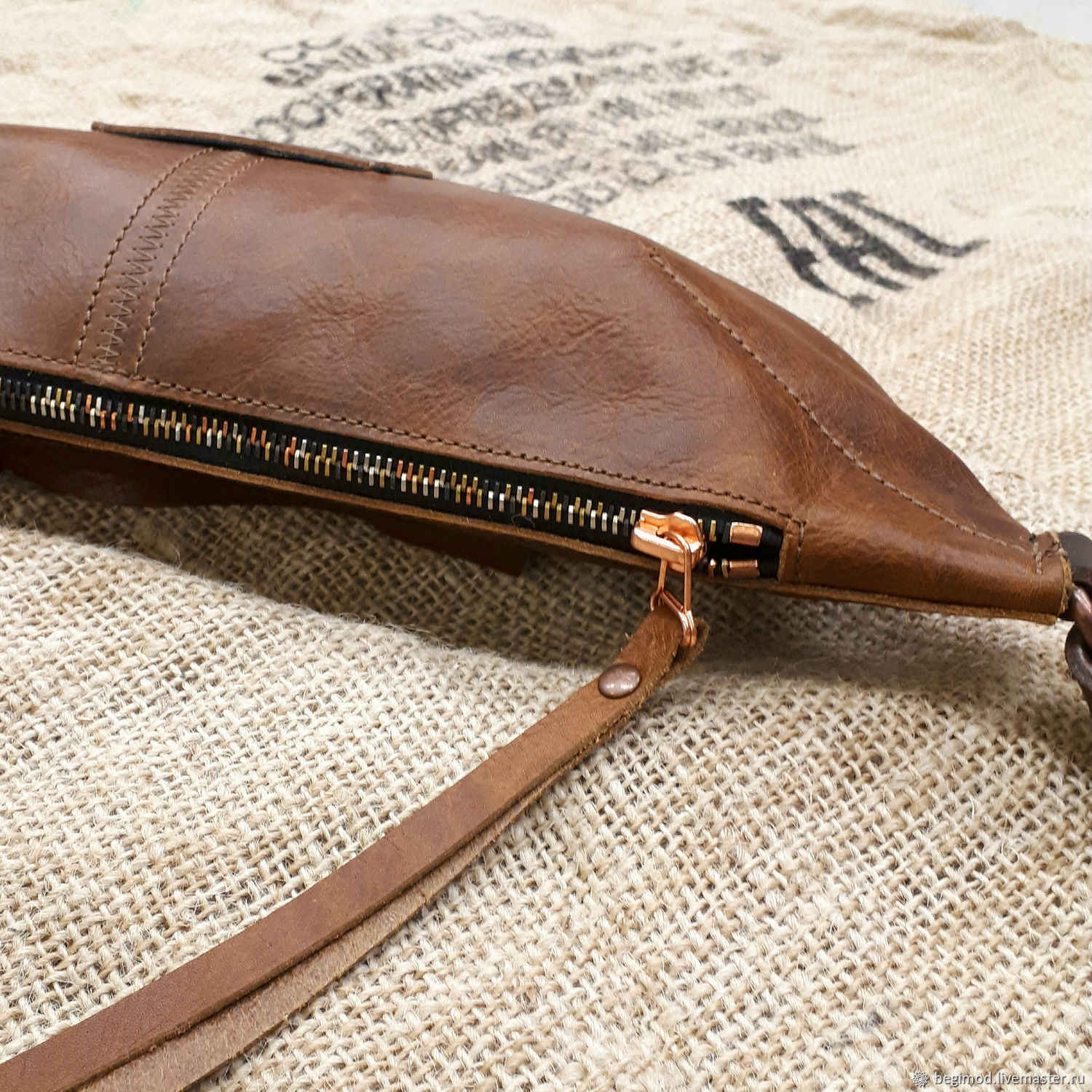 Сумка на пояс кожаная большая BROWN TRAPEZIUM 36х17х5 купить в интернет ...