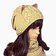Hat-stocking with Cat ears knitted female with braids. Caps. Space Cat Knitting. My Livemaster. Фото №4