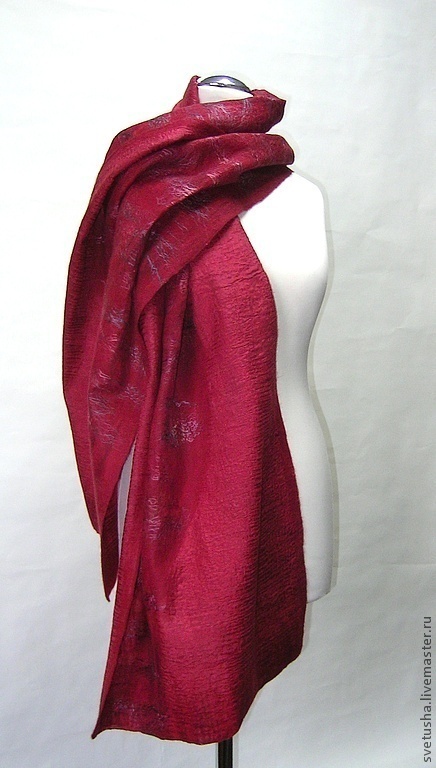 'Marsala' scarf stole silk wool merino natural, Wraps, Nizhny Novgorod,  Фото №1