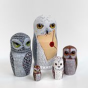 Русский стиль handmade. Livemaster - original item Matryoshka the white Owl. Hedwig the owl of Harry Potter painting. Handmade.