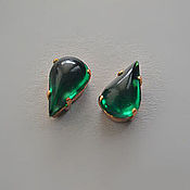 Материалы для творчества handmade. Livemaster - original item Vintage rhinestones 13h8 mm color Emerald. Handmade.