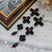 Украшения handmade. Livemaster - original item Stud earrings: black beaded Crosses. Handmade.