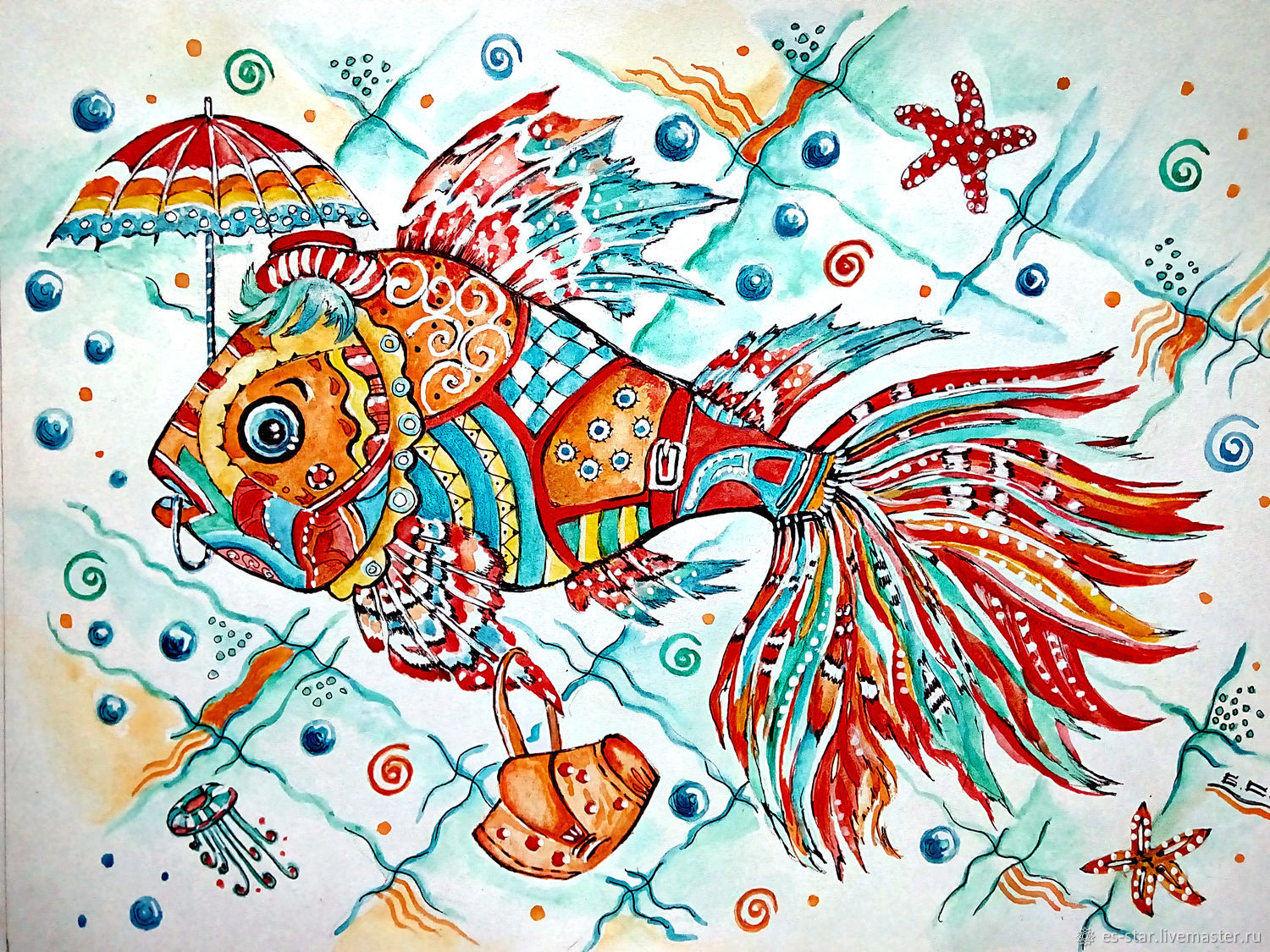 Декоративное рисование рыбки