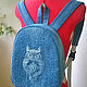 Backpack denim female Owl. Backpacks. Handmade shop. My Livemaster. Фото №5