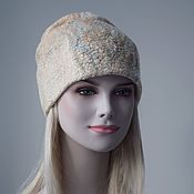 Аксессуары handmade. Livemaster - original item Felted women`s hat.Warm Wool Felted Beige Beanie Hat. Handmade.