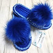 Обувь ручной работы handmade. Livemaster - original item Women`s slippers with a pompom. Handmade.