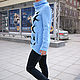 Long Swallow sweatshirt, blue sweatshirt with stand-up collar. Sweatshirts. Lara (EnigmaStyle). My Livemaster. Фото №6