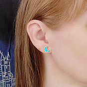 Украшения handmade. Livemaster - original item Post earrings with turquoise. Small handmade earrings. Handmade.