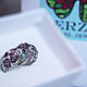 Кольцо "Фиолетовые Ирисы" с аметистовой эмалью и фианитами. Кольца. *JewelErza *. Ярмарка Мастеров.  Фото №5