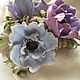 Order Jewelry made of leather, flowers. Brooch pin BOUQUET PURPLE ANEMONES. Irina Vladi. Livemaster. . Brooches Фото №3