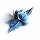 Order A small brooch on the lapel is a flower made of leather Naiv blue heavenly. De-Si-Re. Livemaster. . Stick pin Фото №3