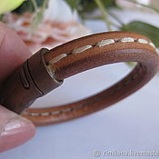 Украшения handmade. Livemaster - original item Leather bracelet Regaliz Beige Stitched Girth 15-16 mm. Handmade.
