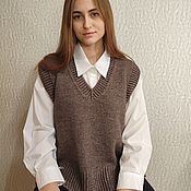 Одежда handmade. Livemaster - original item Women`s knitted vest with slits (sleeveless jumper) V neck. Handmade.
