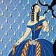Стильная интерьерная картина Женщина в синем платье Купидон со стрелой. Картины. Красивые картины HappinessArtDecoR. Интернет-магазин Ярмарка Мастеров.  Фото №2