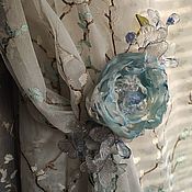 Для дома и интерьера handmade. Livemaster - original item Tulle net with SAKURA BLUE embroidery complete with pickups. Handmade.