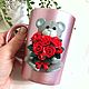 Teddy bear mug with a bouquet of roses made of polymer clay, Mugs and cups, St. Petersburg,  Фото №1