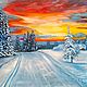 Oil Painting Winter Landscape Evening Sunset Snow, Pictures, Novokuznetsk,  Фото №1