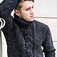 Мужской свитер, тёплый свитер, серый, графитовый, джемпер мужской, купить мужской свитер,свитер вязаный, вязаный мужской джемпер, крупная вязка, морская цепь, брутальный, стильный