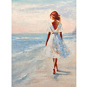 Картины и панно handmade. Livemaster - original item Painting Girl Sea beach oil. Handmade.