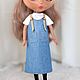 Сарафан джинсовый для Blythe (Блайз). Одежда для кукол. Куклы Пинясовой Татьяны. Интернет-магазин Ярмарка Мастеров.  Фото №2