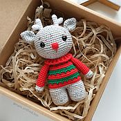 Куклы и игрушки handmade. Livemaster - original item Christmas deer in a striped sweater. Handmade.