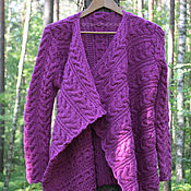 Openwork pure wool shawl (Burgundy-ochre-brown-sea wave)