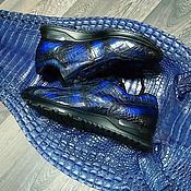 Обувь ручной работы handmade. Livemaster - original item Sneakers made of crocodile skin, in dark blue color, unisex model.. Handmade.