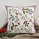 Pillowcase with hand embroidery 'Winter berries', Pillow, Ekaterinburg,  Фото №1