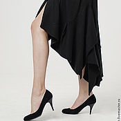 Одежда handmade. Livemaster - original item Skirt black warm knit long asymmetric drape. Handmade.