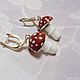 Fly agaric earrings made of 925 sterling silver, red Jasper and lampwork glass. Earrings. marusjy. Online shopping on My Livemaster.  Фото №2