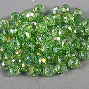 Материалы для творчества handmade. Livemaster - original item Glass beads rondel faceted 3*4, 28951275 green beads facets. Handmade.