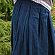Юбка льняная синяя в стиле Boho длинная на манжете. Юбки. Курило Оксана  - okcurilo. Интернет-магазин Ярмарка Мастеров.  Фото №2