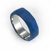 Украшения handmade. Livemaster - original item Titanium ring with matte blue face. Handmade.