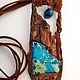 Pendant made from wood with a blue stone Flying over the land, Pendants, Moscow,  Фото №1