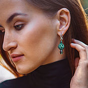 Украшения handmade. Livemaster - original item Green earrings made of beads 